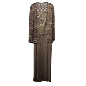 VINTAGE ONYX Nite By WENDYE CHAITIN SZ 16 Gold w Gold Sparkle 2 Pcs Made in USA